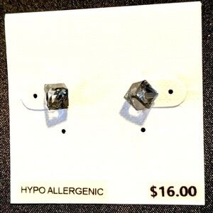 NOC Silver Tone Crystal Prism Stud Earrings